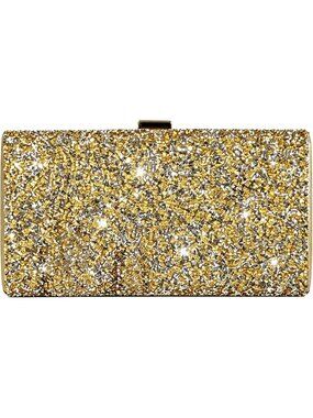 Women's Gold Sparkling Rhinestone Clutch Purse Bedazzled Evening Party Bag
